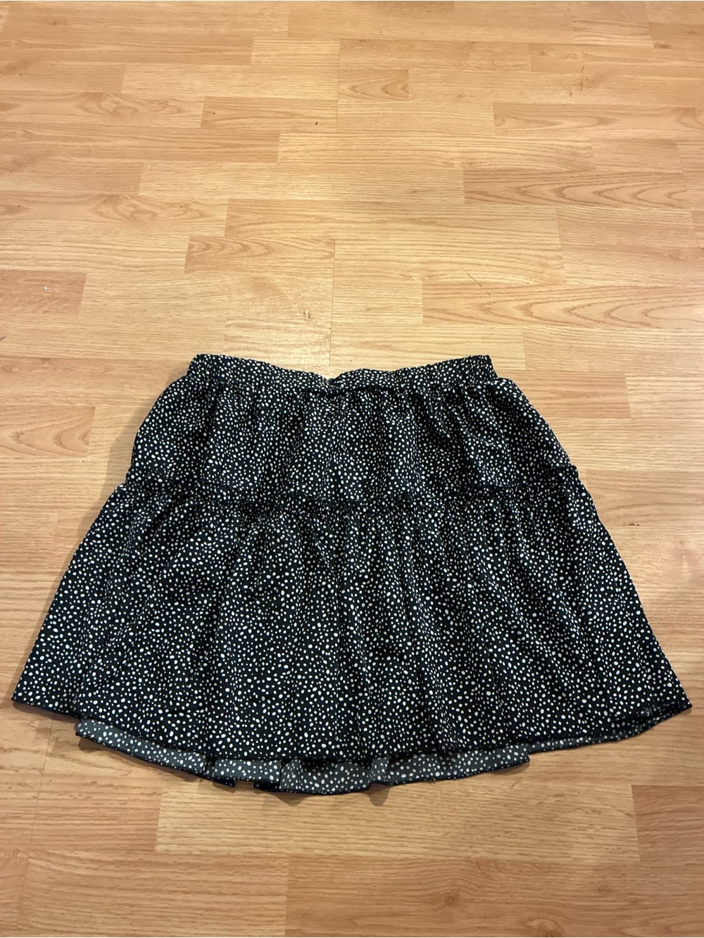 SHEIN Black Mini Skirt with White Polka Dots